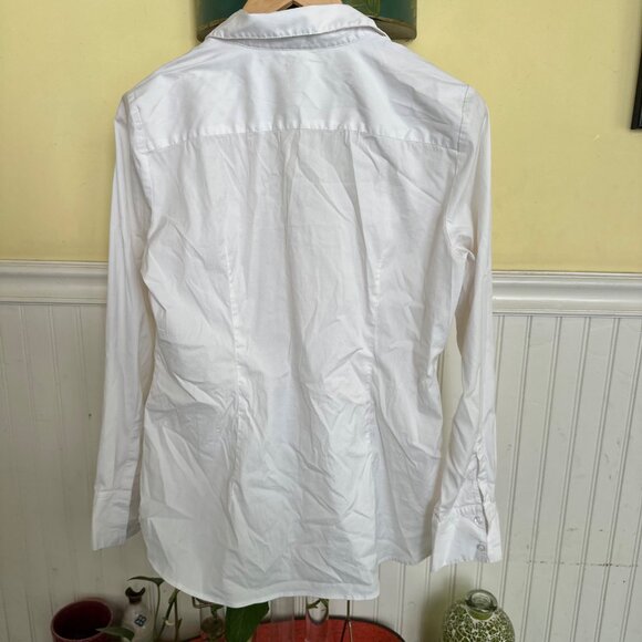 Ann Taylor White Button-Up Long Sleeve Shirt Size 14 Classic Button Up work shir - Picture 2 of 9
